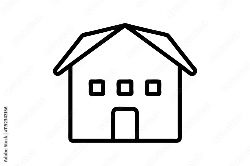 Simple monochrome house icon set Simple monochrome house icon set