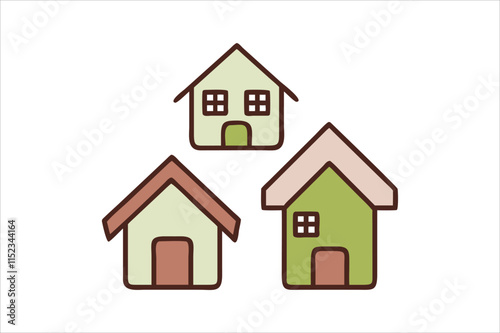 Simple monochrome house icon set