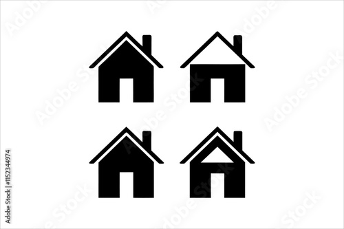 Simple monochrome house icon set