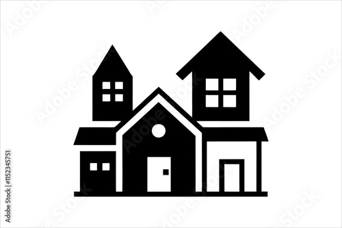 Simple monochrome house icon set