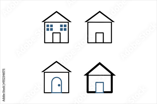 Simple monochrome house icon set