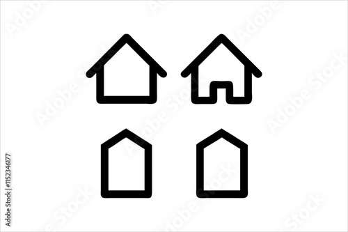 Simple monochrome house icon set