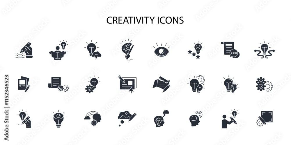 Creativity icon set.vector.Editable stroke.linear style sign for use web design,logo.Symbol illustration.
