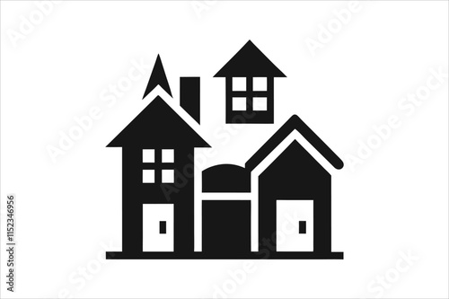 Simple monochrome house icon set