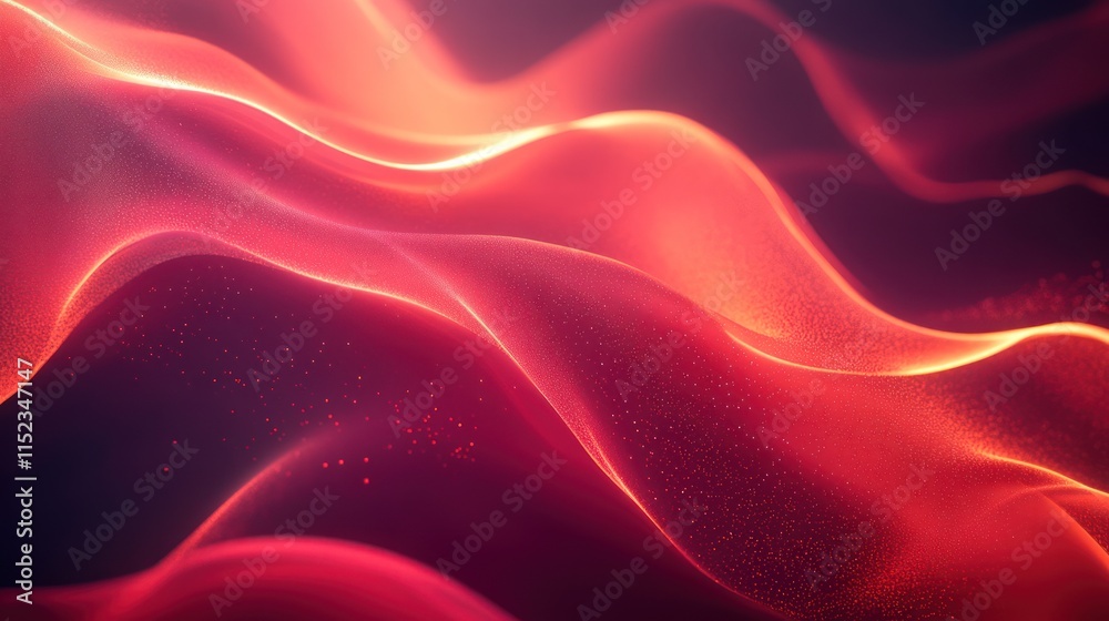 Fototapeta premium Abstract red glowing wave background.