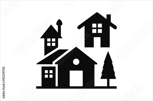 Simple monochrome house icon set