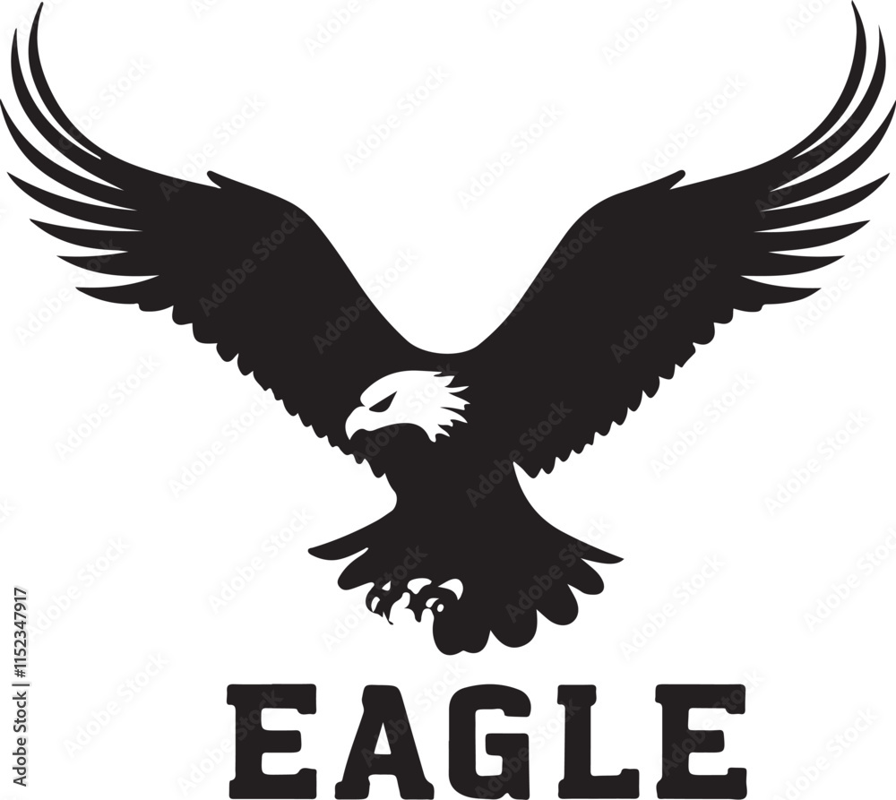 Obraz premium A black and white logo type eagle silhouette design