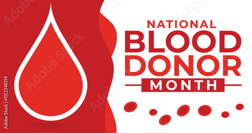 January is National Blood Donor Month vector. Human hands up and drop of blood vector.