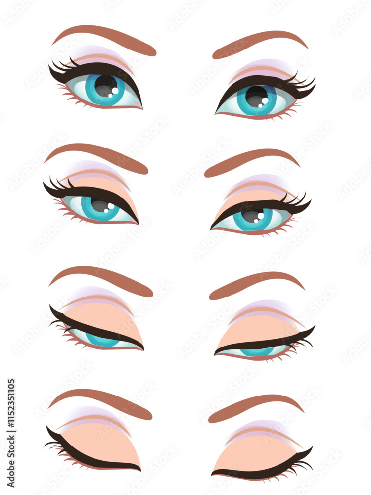 Set of eyes in anime or manga style vector.
Set of eyes in anime or manga style vector.