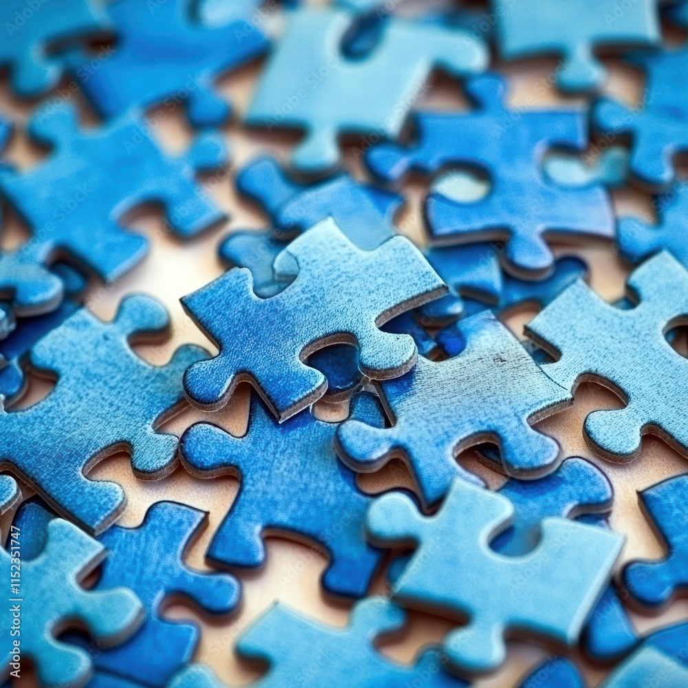 A scattered collection of blue puzzle pieces, showcasing various shades and textures. A scattered collection of blue puzzle pieces, showcasing various shades and textures.