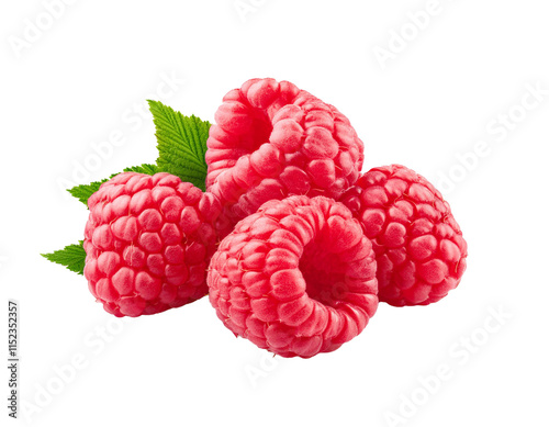 Raspberries isolated on white background, cutout