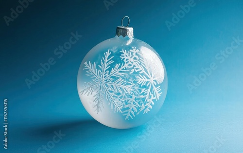 Wallpaper Mural A frosted glass ornament with snowflake etchings levitating mid-air, on a bright blue background Torontodigital.ca