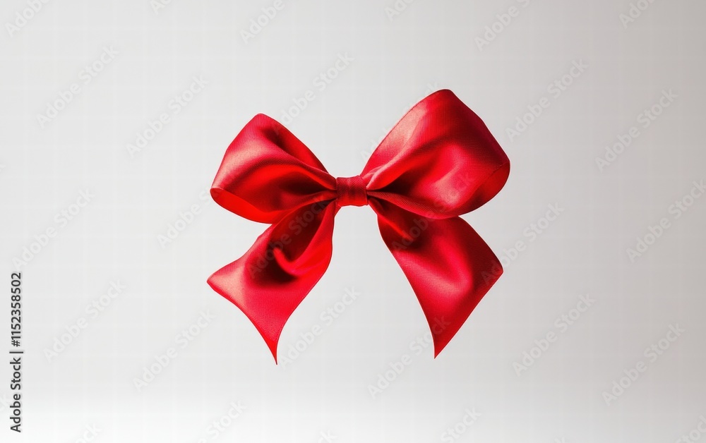 red bow floating mid-air, isolated on white red bow floating mid-air, isolated on white