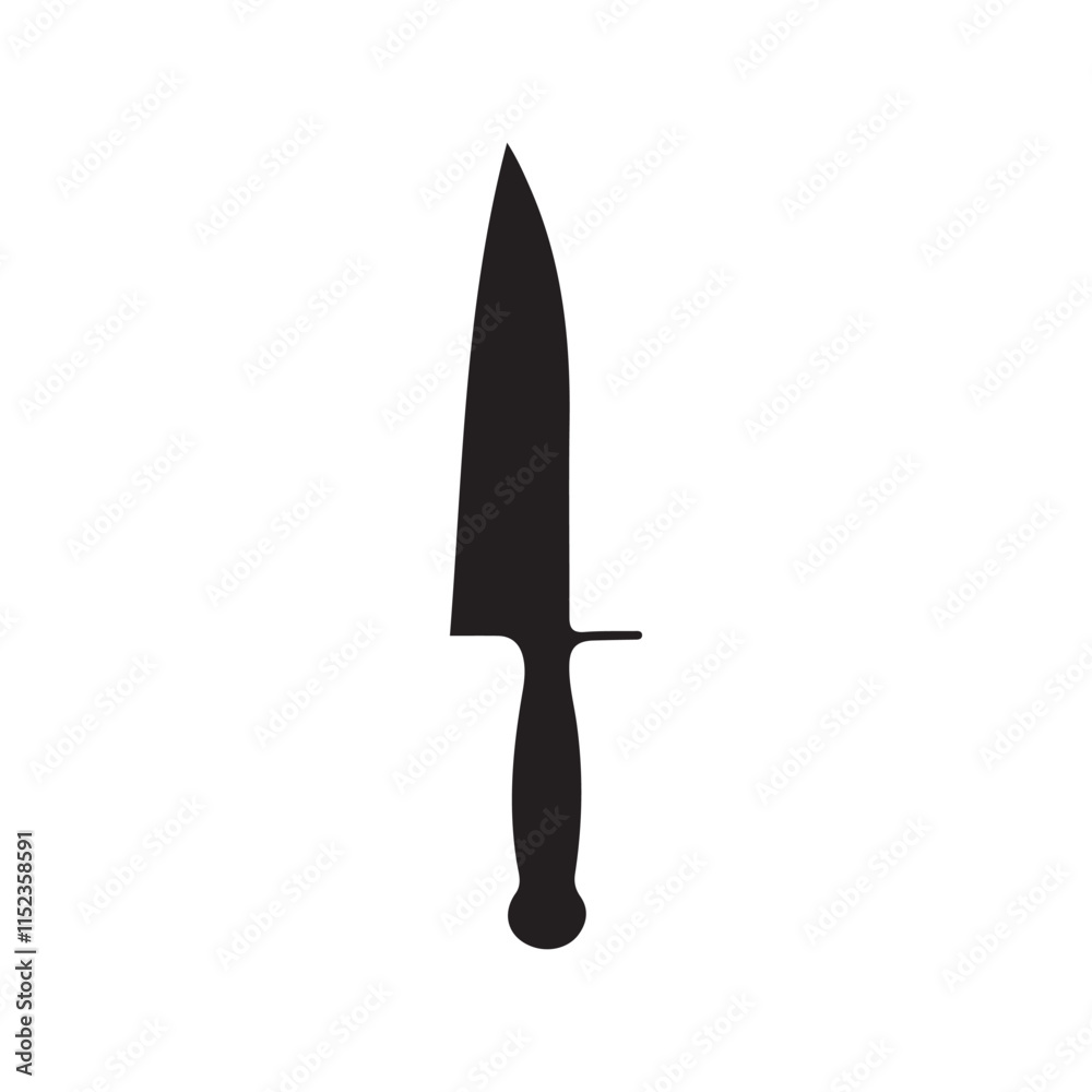 Simple Black and White Chef's Knife Illustration Simple Black and White Chef's Knife Illustration