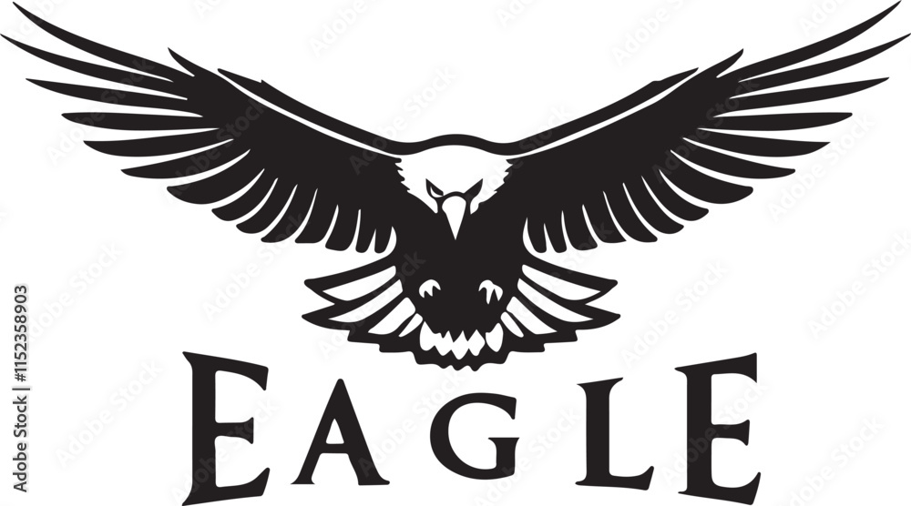 Fototapeta premium A black and white logo type eagle silhouette design