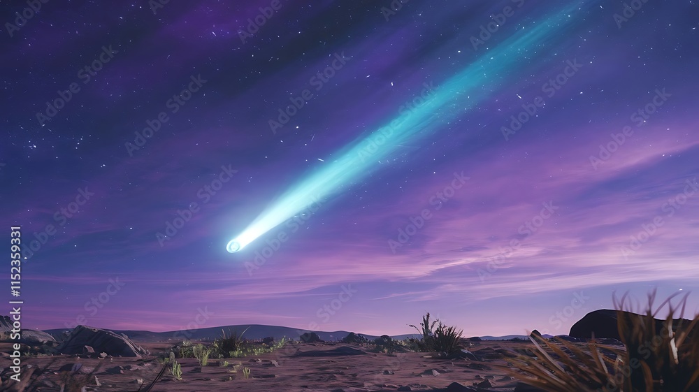 A Comet Streaking Through a Starry Cosmic Landscape A Comet Streaking Through a Starry Cosmic Landscape