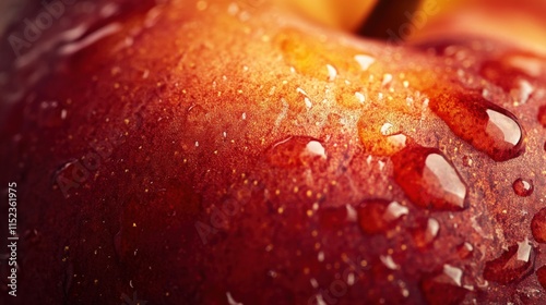 close up of a red apple with water droplets