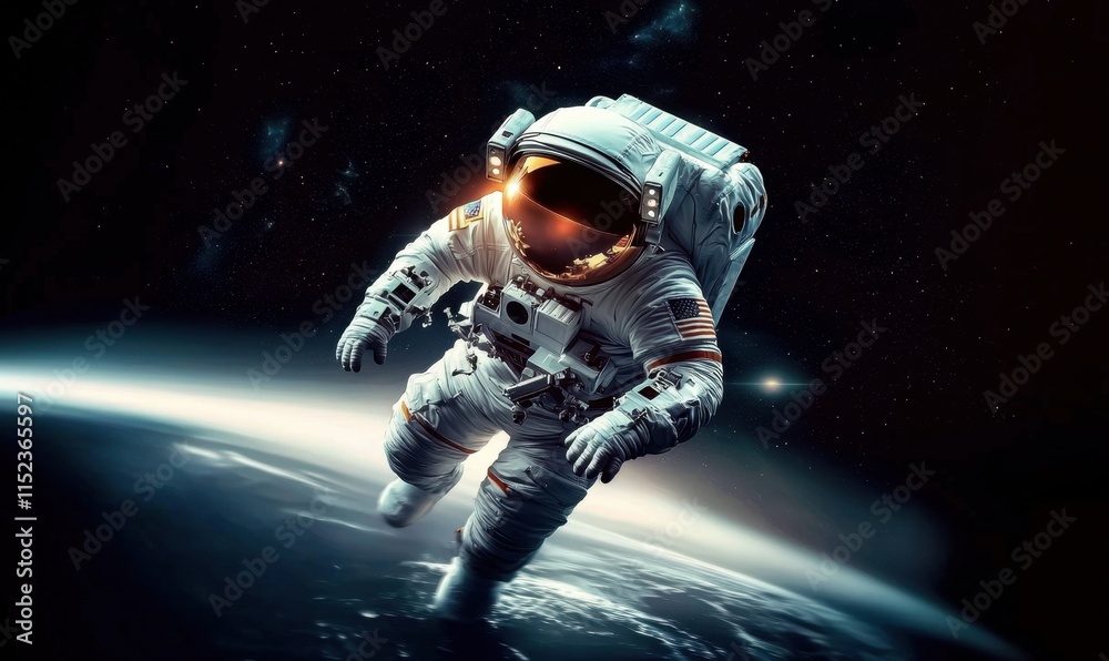 Fototapeta premium Venturing into Deep Space: An Astronaut's Adventure