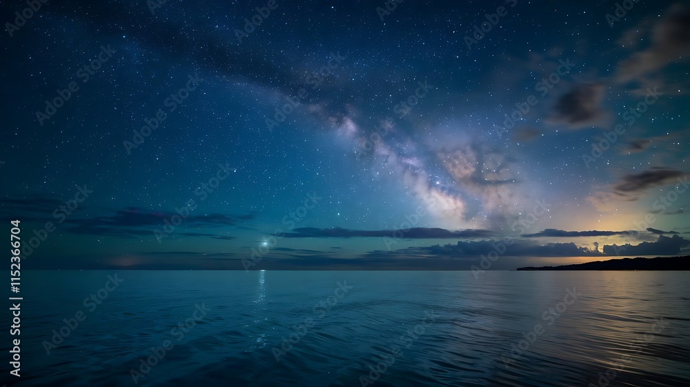 Fototapeta premium Milky Way over Calm Ocean at Night