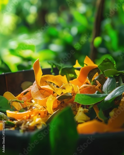 Kompostierte Küchenabfälle in der Natur