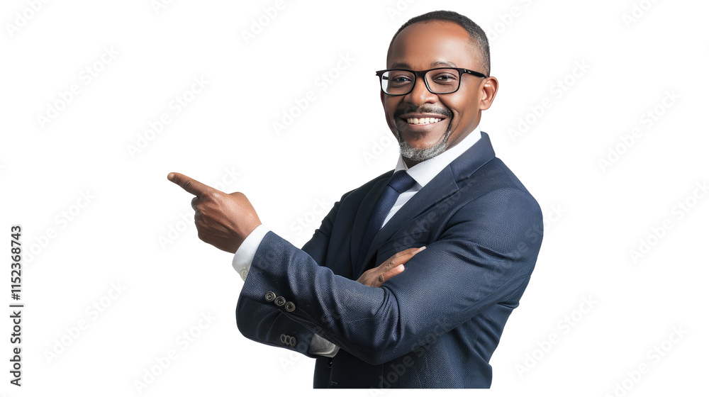 A charismatic businessman show on any product A charismatic businessman show on any product