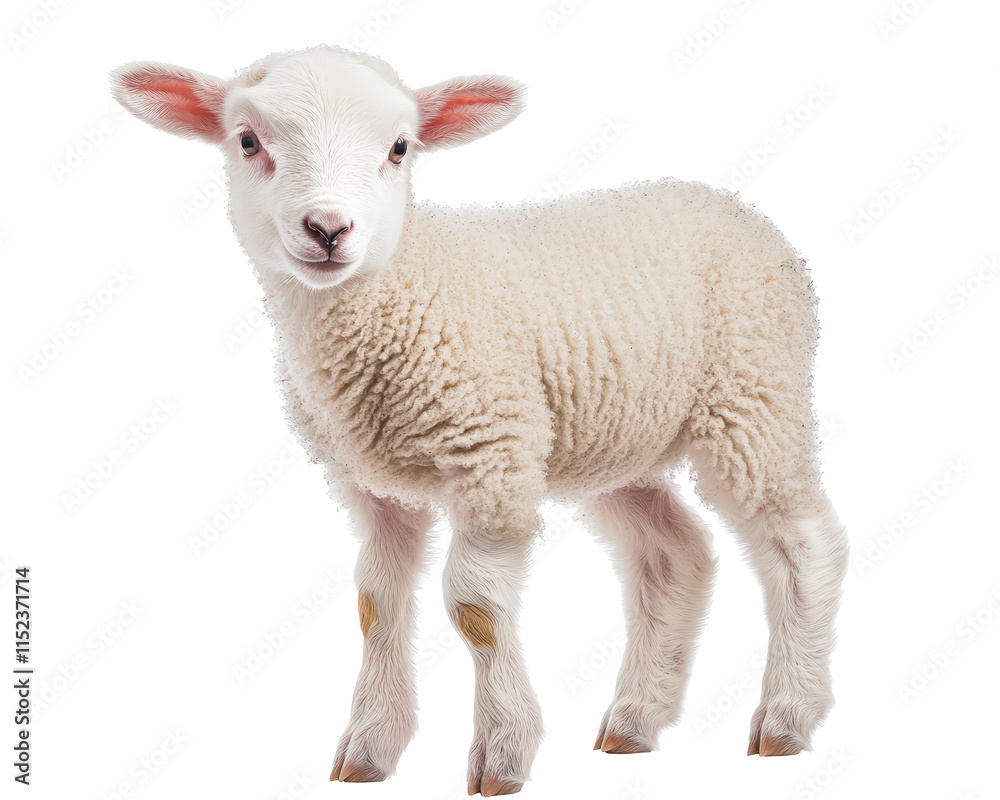 Isolated White Lamb Standing Isolated White Lamb Standing