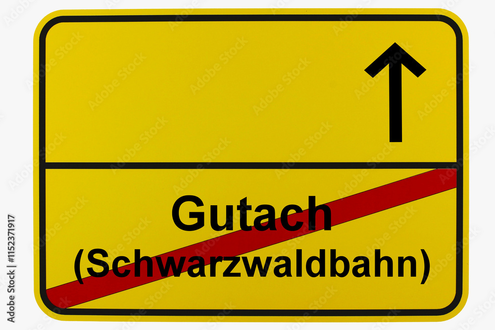 Illustration eines Ortsausgangsschildes von Gutach (Schwarzwaldbahn) in Baden-Württemberg Illustration eines Ortsausgangsschildes von Gutach (Schwarzwaldbahn) in Baden-Württemberg
