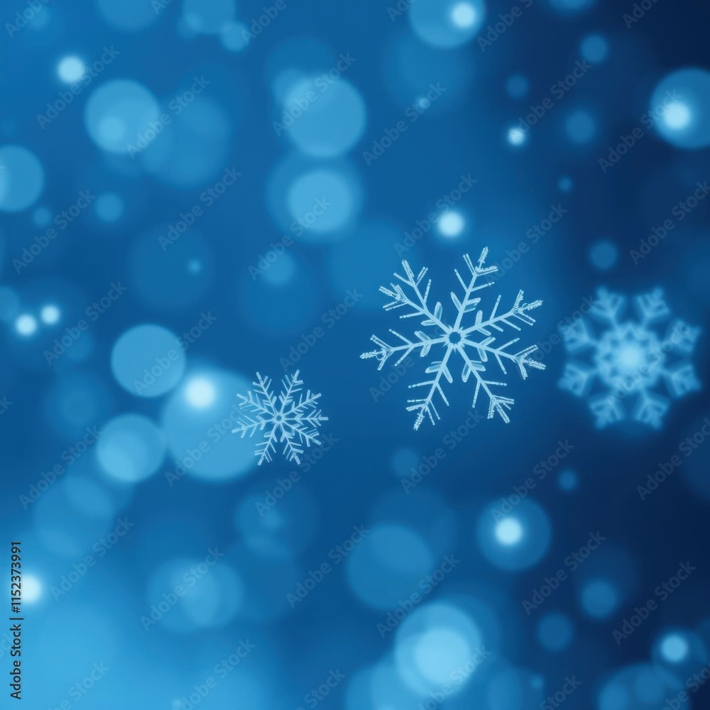 bokeh blue of Some snowflakes are seen on blue background in abstract bokeh light background bright emotional harmonious vignette bokeh blue of Some snowflakes are seen on blue background in abstract bokeh light background bright emotional harmonious vignette