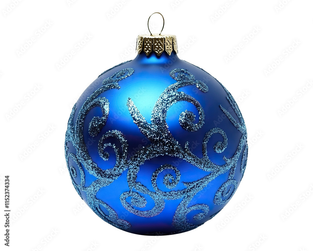 Blue Christmas ornament with glittery swirls, isolated on transparent cutout background
Blue Christmas ornament with glittery swirls, isolated on transparent cutout background