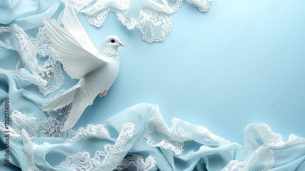 Obraz premium A dove with lace and satin.