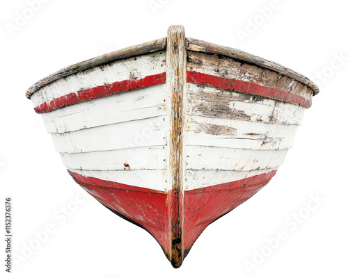 Isolated Old Wooden Boat Front View
