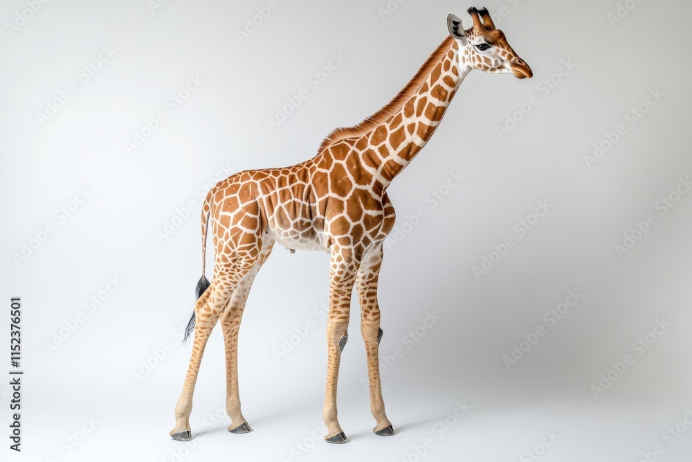 Fototapeta premium a giraffe standing against a white background