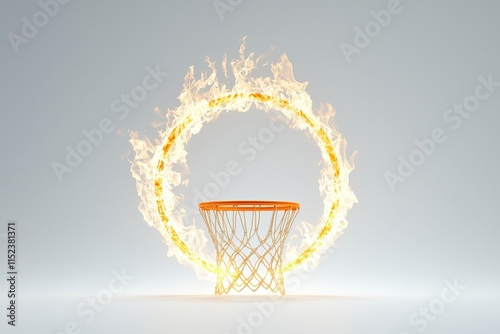 A Fiery Basketball Hoop Symbolizing Passion and Energy in Sports photo