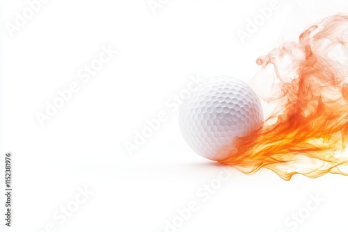 Dynamic Golf Ball Igniting with Fiery Motion and Energy photo