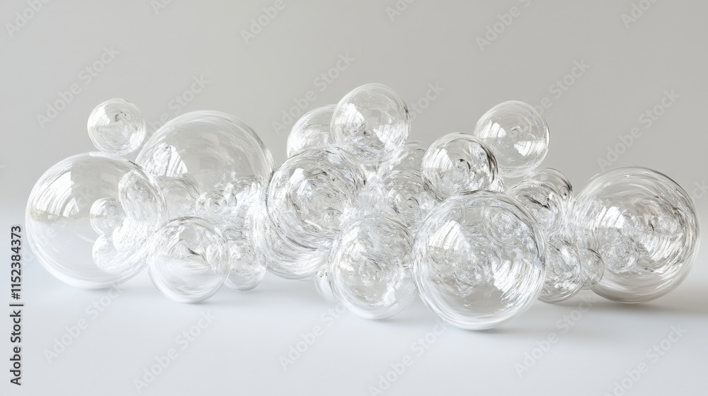 Clear glass orbs on a white surface Clear glass orbs on a white surface