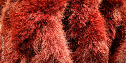 Fotografie Close-up of luxurious red faux fur with rich texture.