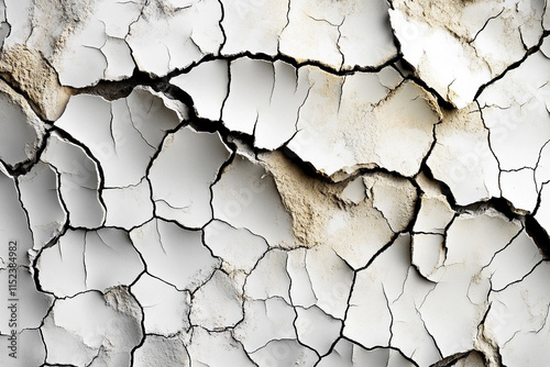 A close-up of cracked earth, with the cracks forming intricate patterns and shapes photo