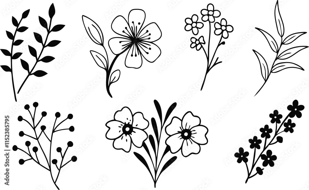 Fototapeta premium Charming Vector Flowers for Wedding Designs 