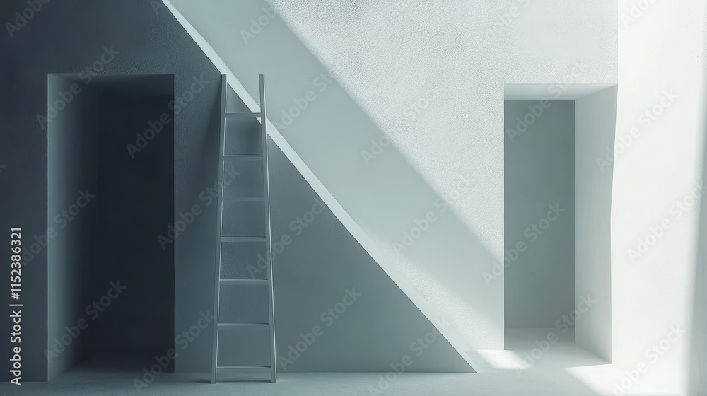 A minimalistic still life with a paper ladder A minimalistic still life with a paper ladder