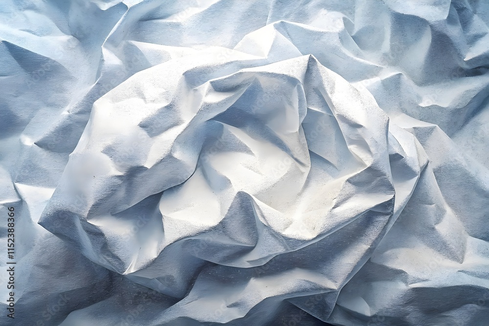Fototapeta premium Textured White Blue Abstract Crumpled Paper Background Design Art