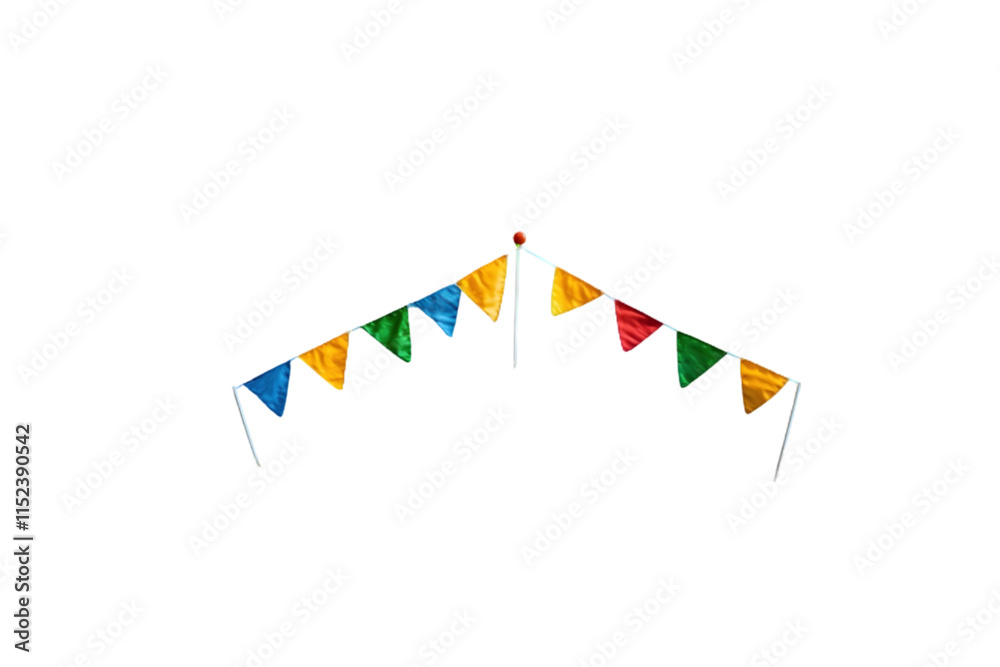 Colorful triangular flags hanging in a festive arrangement for outdoor celebrations during daytime, enhancing the cheerful atmosphere and adding vibrancy to events Colorful triangular flags hanging in a festive arrangement for outdoor celebrations during daytime, enhancing the cheerful atmosphere and adding vibrancy to events