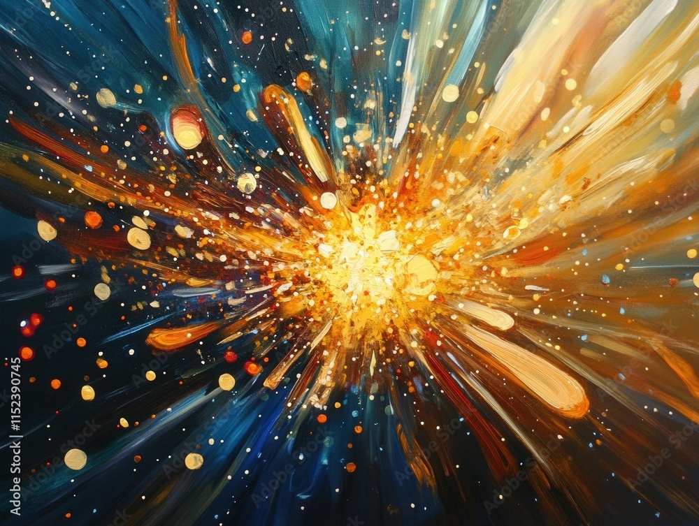Fototapeta premium abstract painting of an explosion with bright colors and splatters