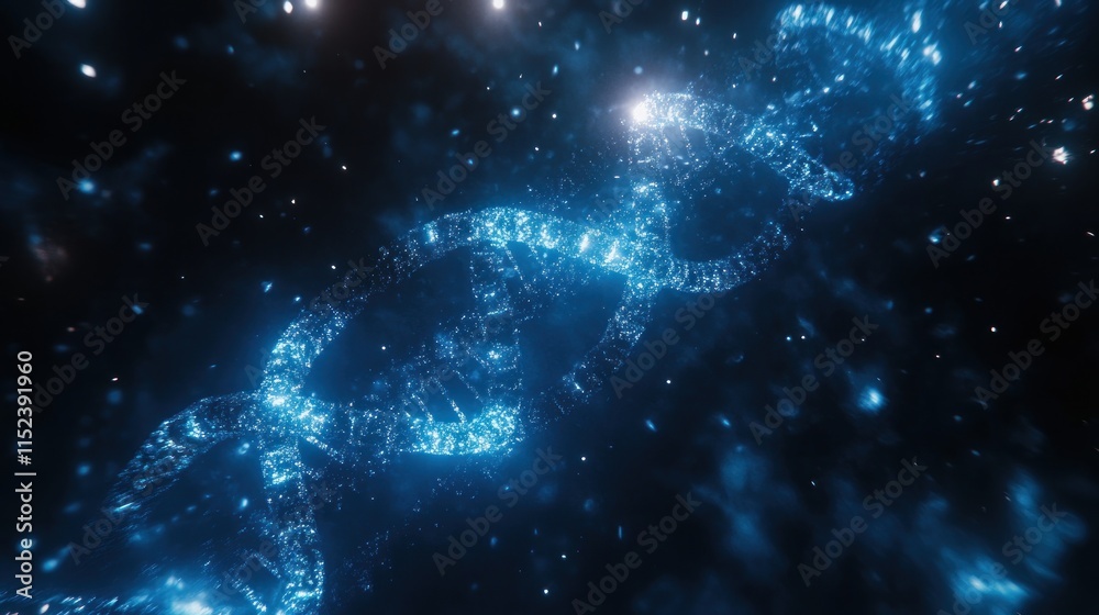 Glowing DNA double helix in space. Glowing DNA double helix in space.