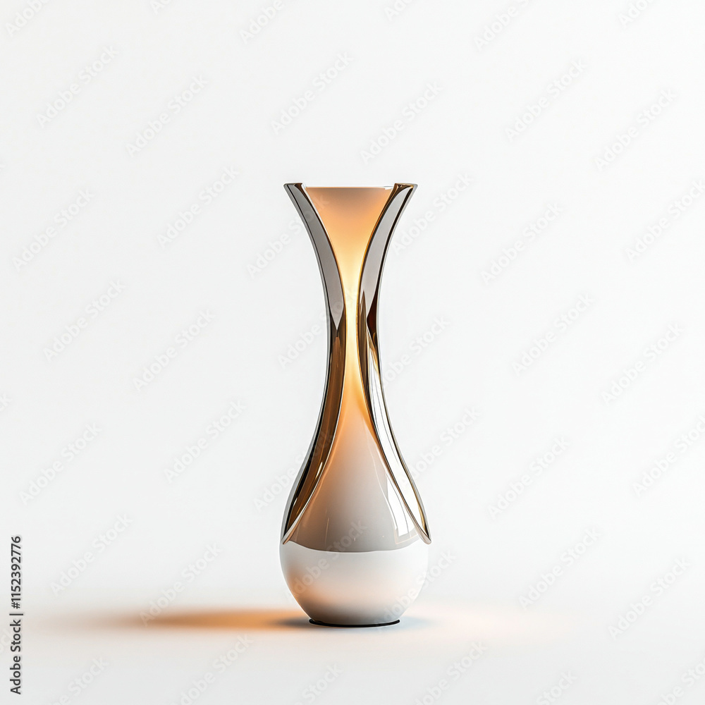 Modern minimalist vase with elegant curves and metallic accents Modern minimalist vase with elegant curves and metallic accents