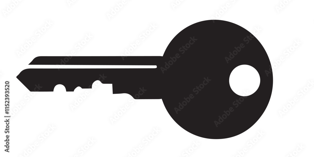 A simple, elegant silhouette of an ornate key, perfect for representing security, unlocking, or morden key themes. A simple, elegant silhouette of an ornate key, perfect for representing security, unlocking, or morden key themes.