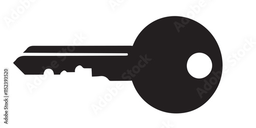 A simple, elegant silhouette of an ornate key, perfect for representing security, unlocking, or morden key themes.