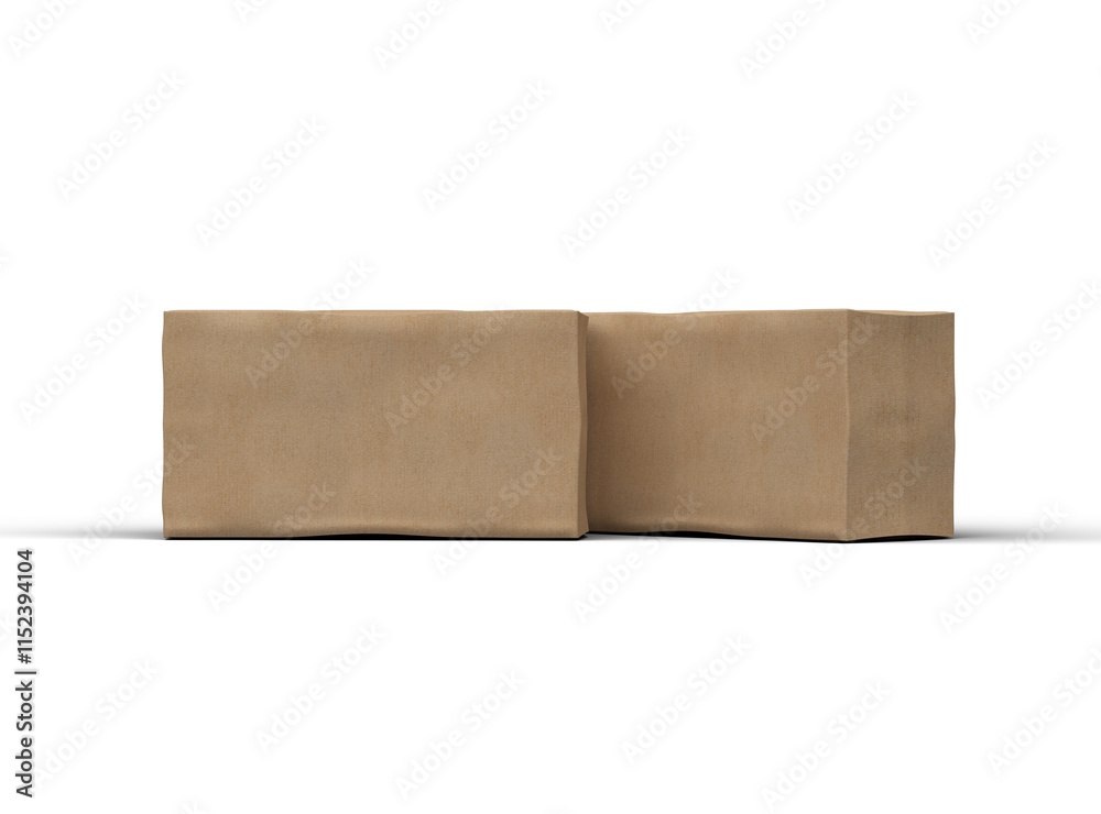 Rendered image of rectangular cardboard box with dents on a transparent background Rendered image of rectangular cardboard box with dents on a transparent background
