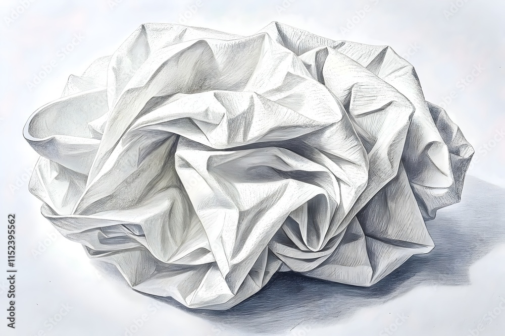 Crumpled White Paper Artistry Intricate Shadows Texture Forms Design Crumpled White Paper Artistry Intricate Shadows Texture Forms Design