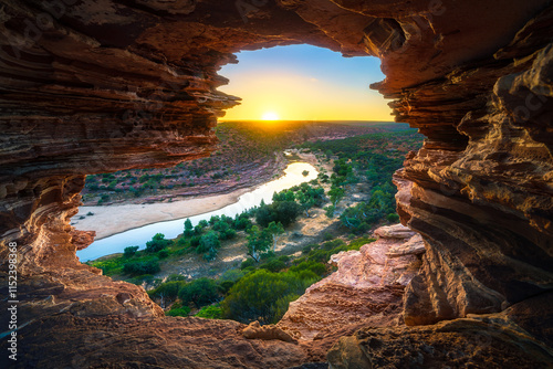 Obraz na płótnie sunrise at natures window in kalbarri national park, western australia w salonie