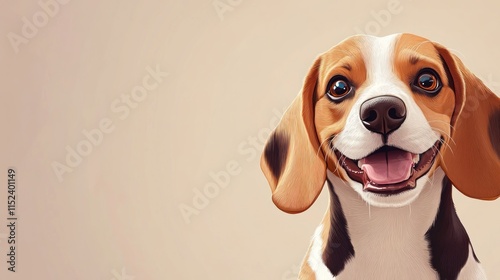 Happy beagle dog portrait, close-up, smiling face. photo